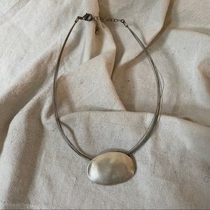 Silver Adjustable Necklace with Silver Pendent